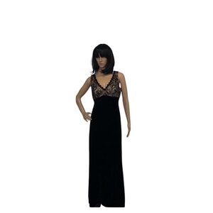 Vintage Onyx Nite Lace Black Velour Dress Size 6